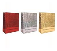 Eason Bros Pack of 3 - Premium Holographic Medium Gift Bags - Assorted Colours with Rope Handles - Perfect for Christmas Gifts, Holiday Parties, Weddings & Elegant Celebrations - 22.18 x 18 x 7cm