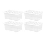 Eason Bros Pack of 4-45L Litre Clear Plastic Storage Box With Lids Home Office Stackable Nestable Container Made in U.K