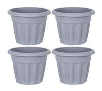 Eason Bros Pack of 4 x 25cm Upcycled Grey Plastic Round Planters - 4.5L Eco-Friendly Garden Plant Pots - Lightweight & Weather Resistant Indoor/Outdoor Flower Pots