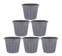 Eason Bros Pack of 6 x Large 50cm Round Garden Planters - Upcycle Grey Plastic Plant Pots for Indoor & Outdoor Plants, Durable Flower Pots for Patio, Garden, Balcony & Home
