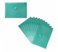 Eason Bros - Plastic Wallets A5, Pack of 50 Translucent Green Color Document File Folders A5 Popper Wallet with Button, Transparent Plastic Folders for Paperwork Storage & Office Organization Supplies