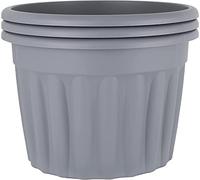 Eason Bros - (Set of 3) 60cm Large Upcycled Grey Plastic Round Planters Indoor/Outdoor Plant Pot Lightweight & Weather Resistant Garden Planters Decorative Park Flower Pot Nursery Pot - Made in UK