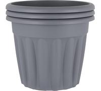 Eason Bros - Set of 4 Plastic Planter, 50cm Large Upcycled Grey Round Planter Durable & Stylish Design Plastic Flower Pots, Nursery Pot, Indoor/Outdoor Plant Pot for Garden Patio Balcony, Living Room