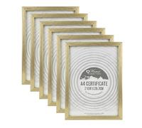 EASON BROS (Set Of 6) - Gold A4 Photo Frames with Glass Front, Modern Ribbed Design Picture Frames for Wall or Tabletop Display, Certificate Artwork & Family Photo Frames for Home Decor.