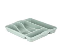 Eason Bros Silver Sage Plastic Cutlery Tray - 5 Compartment Cutlery Drawer Caddy Utensil Tray Silverware & Flatware Holder Rack Compact Plastic Storage for Kitchen Organization & Stationary