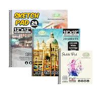 Eason Bros Sketch Pad - Set of 3 Square Sketch Book, 7x7: 20 Sheets, 10x10: 20 Sheets,12x12: 24 Sheets, Spiral Bound Drawing Pad with 130GSM Thick Acid-Free Drawing Paper Hardback Art Drawing Pad