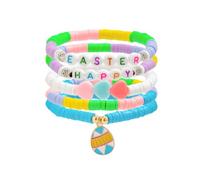 Eason1874 Bracelets for Women Men, Preppy Stretch Stackable Bracelets with Rabbit Pumpkin Bat Witches' Hatsand Colorful Beads for Women's Party Jewelry, Standard, no, no gemstone