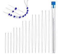 EASONGEE 15pcs Beading Needle, Stainless Steel Bead Needles, Big Eye Beading Needles for Jewellery Making, Embroidery Needles with Bottle, Bead Needles for DIY Beading Craft, 5 Sizes