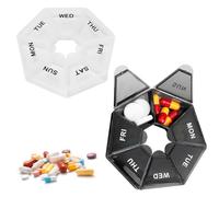 EASONGEE 2pcs Weekly Pill Box, Portable Mini 7 Day Pill Box, Medicine Storage Box, 7 Day 1 Time a Day Pill Box, Travel Pill Box Medicine Organizer Tablet Pill Container for Medicines Vitamin Fish Oil