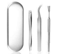 EASONGEE 3pcs Stainless Steel Tick Remover Tool Set, Tick Removal Tool, Professional Tick Remover, Tick Hook Kit Including Removal Tweezers + Tick Shovel for Pet Dogs, Cats, Animals, Humans