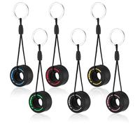 EASONGEE 6pcs Racing Tire Key Chain, F1 Tyre Keyring, Mini Cute Tyre Keyring, Formula 1 Tire Keychain Rubber Tire Key Ring, Simulation Cartoon Small Tire Keychain for Car Decoration