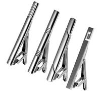 EASONGEE Fashion Tie Clip, 4pcs Tie Bar Clips, Copper Metal Classic Necktie Clip Pin Bar, Men Tie Tack Pins Business Suit Accessory, Tie Pins for Wedding, Boyfriend Father's Day Valentine's Day Gift