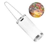 EASONGEE Rolling Grilling Basket, Nesting Grill Baskets, BBQ Grill Basket, Stainless Steel Rolling Grilling Tube BBQ Grilling Cage Outdoor Camping Barbecue Rack for Meat, Fish, Vegetables, Fries