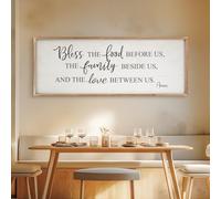 Easozoom Bless The Food Before Us Home Decor Wall Sign For Family Kitchen Farmhouse Dining Room Vintage Rustic Retro Boho Wood House Wall Art Decoration For Living Room Bedroom 40 x 15 Inch brown
