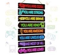 Easozoom Boys Kids Space Dino Game Rainbow Affirmation Wall Decor Art For Toddler & Baby Nursery Room Wood Signs & Decorations, Game