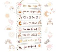 Easozoom Girls Room Decor For Teen Girls Kids Butterfly Boho Rainbow Unicorn Elephant Affirmation Wall Decor Art Little Girl Toddler Baby Princess Nursery Pink Room Wood Signs, Boho