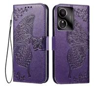 EASSGU Leather Case for HMD Arc/HMD Key/HMD Aura2 (6.52" Inches) Flip Folio Magnetic Leather Phone Cover with 3 Card Slots 1 Wallet, Phone Case - Dark Purple
