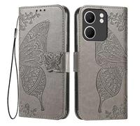 EASSGU Leather Case for OPPO A5X (6.67" Inches) Flip Folio Magnetic Leather Phone Cover with 3 Card Slots 1 Wallet, Phone Case - Grey