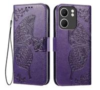 EASSGU Leather Case for OPPO A5X (6.67" Inches) Flip Folio Magnetic Leather Phone Cover with 3 Card Slots 1 Wallet, Phone Case - Dark Purple