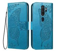 EASSGU Leather Case for OPPO A9 2020 / OPPO A5 2020 (6.5" Inches) Flip Folio Magnetic Leather Phone Cover with 3 Card Slots 1 Wallet, Phone Case - Blue