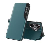 EASSGU Leather Case for POCO F6 (6.67" Inches) Side Window Flip Holder PU Leather Phone Cover Scratch Resistant Shock Resistant Protective Case - Green