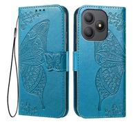 EASSGU Leather Case for Smartphone, Compatible with Blackview Wave 9C (6.56" Inches) Flip Folio Magnetic Leather Phone Cover with 3 Card Slots 1 Wallet, Phone Case - Blue