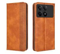 EASSGU Phone Case for POCO F6 Pro (6.67" Inches) Flip Folio PU Leather Magnetic Switch Phone Cover, [3 Card Slots] [1 Wallet] Stand Phone Case - Brown