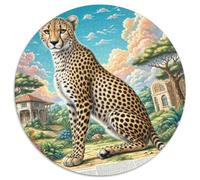 East African Cheetah 1000 Piece Circular Jigsaw Puzzle Animals Pets Cute Educational Home Decor Puzzle Stress Relief for All Ages 1000pcs (67.5x67.5cm)