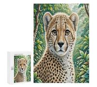 East African Cheetah 1000Pc Jigsaw Puzzles Adults Children Cute Pet Animals Jigsaws Post-Retirement Leisure Challenging Puzzle Great Gift Seniors Stress Reliever 300 PCS