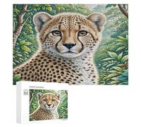 East African Cheetah 1000Pc Jigsaw Puzzles Adults Kids Cute Pet Animals Jigsaws Home Bar Decor Stress Relief Game Whimsical Design Perfect Present 300 PCS