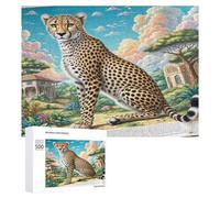 East African Cheetah 1000Pc Jigsaw Puzzles All Ages Cute Pet Animals Jigsaws Festive Gift Idea Family Bonding Activity Whimsical Design Stress Relief Home Decor 500 PCS
