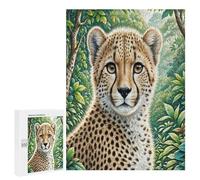 East African Cheetah 1000Pc Jigsaw Puzzles Suitable All Ages Cute Pet Animals Jigsaws Thoughtful Graduation Gift Family Activity Colourful Design Home Decor 500 PCS