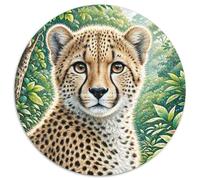 East African Cheetah Puzzle 1000 Piece Jigsaw Good Friend Partner Leopard Round Jigsaws Adults Kids Puzzles Perfect for Relaxation Whimsical Challenges Extra Fun Unique (67.5x67.5cm)