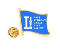 East African Great Rift Valley Golden Metal Flag Lapel Pin Badge