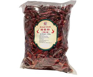 East Asia Brand Whole Stemless Dried Chillies 1kg Red chilli