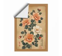 East Asian Flowering Study Japandi Unframed Wall Art Print A4 (29.7×21cm), Wall Decor for Living Room, Bedroom, Office & Home, Art Gift
