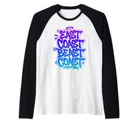 East Coast Beast Coast - Graffiti Street Typography Raglan Baseball Tee