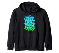 East Coast Beast Coast - Graffiti Street Typography Zip Hoodie