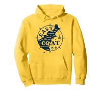 East Coast Nautical Compass Design for Beach Lovers Pullover Hoodie, Adult Unisex, Lemon, M