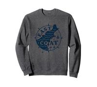 East Coast Nautical Compass Design for Beach Lovers Sweatshirt, Adult Unisex, Dark Heather Grey, L