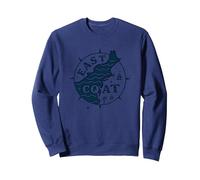 East Coast Nautical Compass Design for Beach Lovers Sweatshirt, Adult Unisex, Navy, L