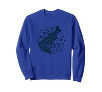 East Coast Nautical Compass Design for Beach Lovers Sweatshirt, Adult Unisex, Royal Blue, XL