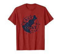 East Coast Nautical Compass Design for Beach Lovers T-Shirt, Men, Cranberry Red, X-Large