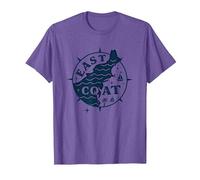East Coast Nautical Compass Design for Beach Lovers T-Shirt, Men, Purple Heather, Small