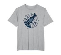 East Coast Nautical Compass Design for Beach Lovers T-Shirt, Men's Big and Tall, Heather Grey, 4X Tall