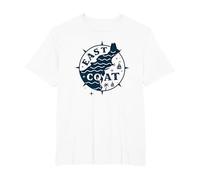 East Coast Nautical Compass Design for Beach Lovers T-Shirt, Men's Big and Tall, White, 4X Tall