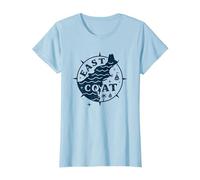 East Coast Nautical Compass Design for Beach Lovers T-Shirt, Women, Baby Blue, XL
