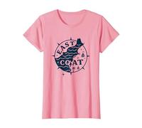 East Coast Nautical Compass Design for Beach Lovers T-Shirt, Women, Pink, XXL
