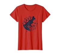 East Coast Nautical Compass Design for Beach Lovers T-Shirt, Women, Red, S