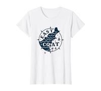 East Coast Nautical Compass Design for Beach Lovers T-Shirt, Women, White, 3XL